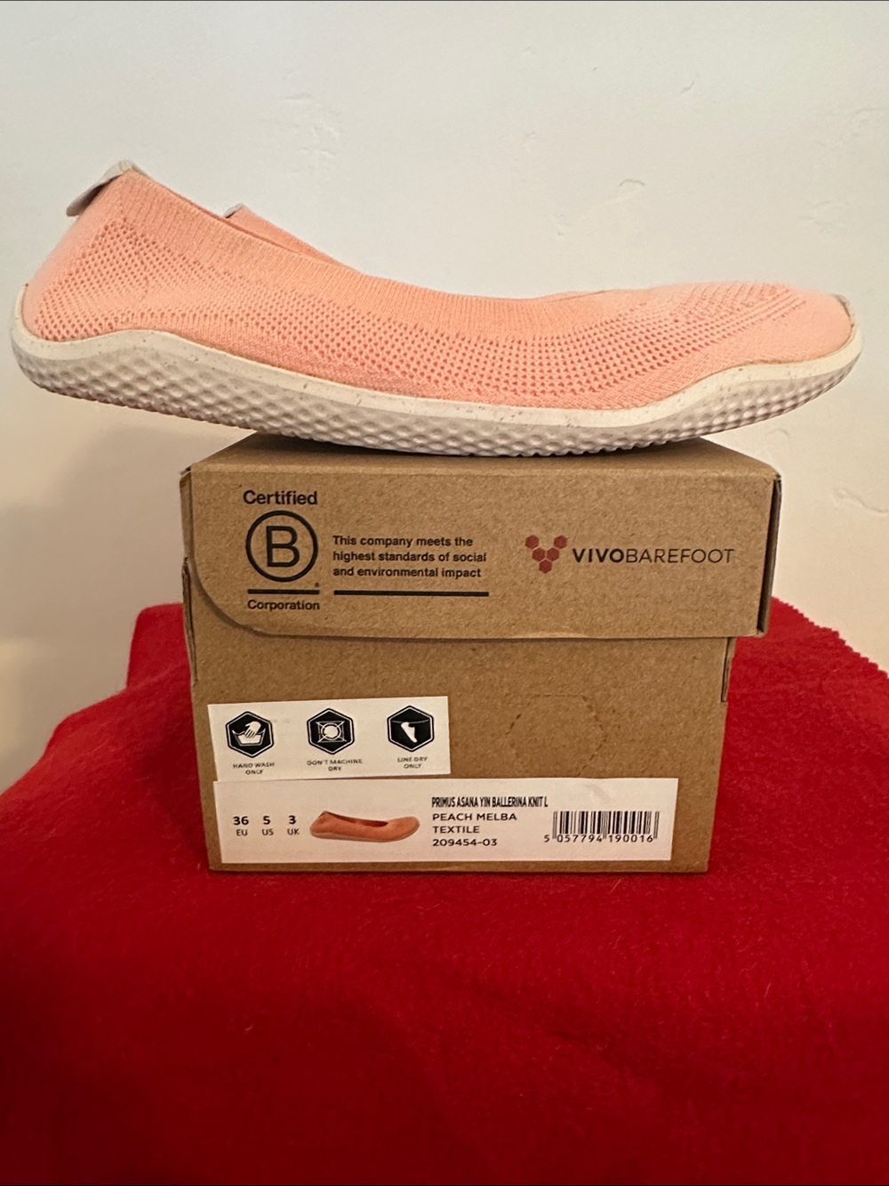 Vivo barefoot Peach Knit Ballerina Flats Primus Asana Yin